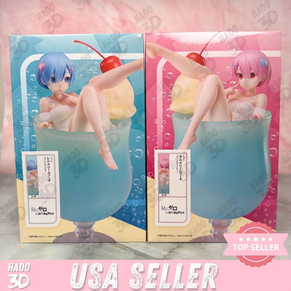 Re:ZERO Ram Rem Cream Soda Figure Set Elcoco Starting Life in Another World New